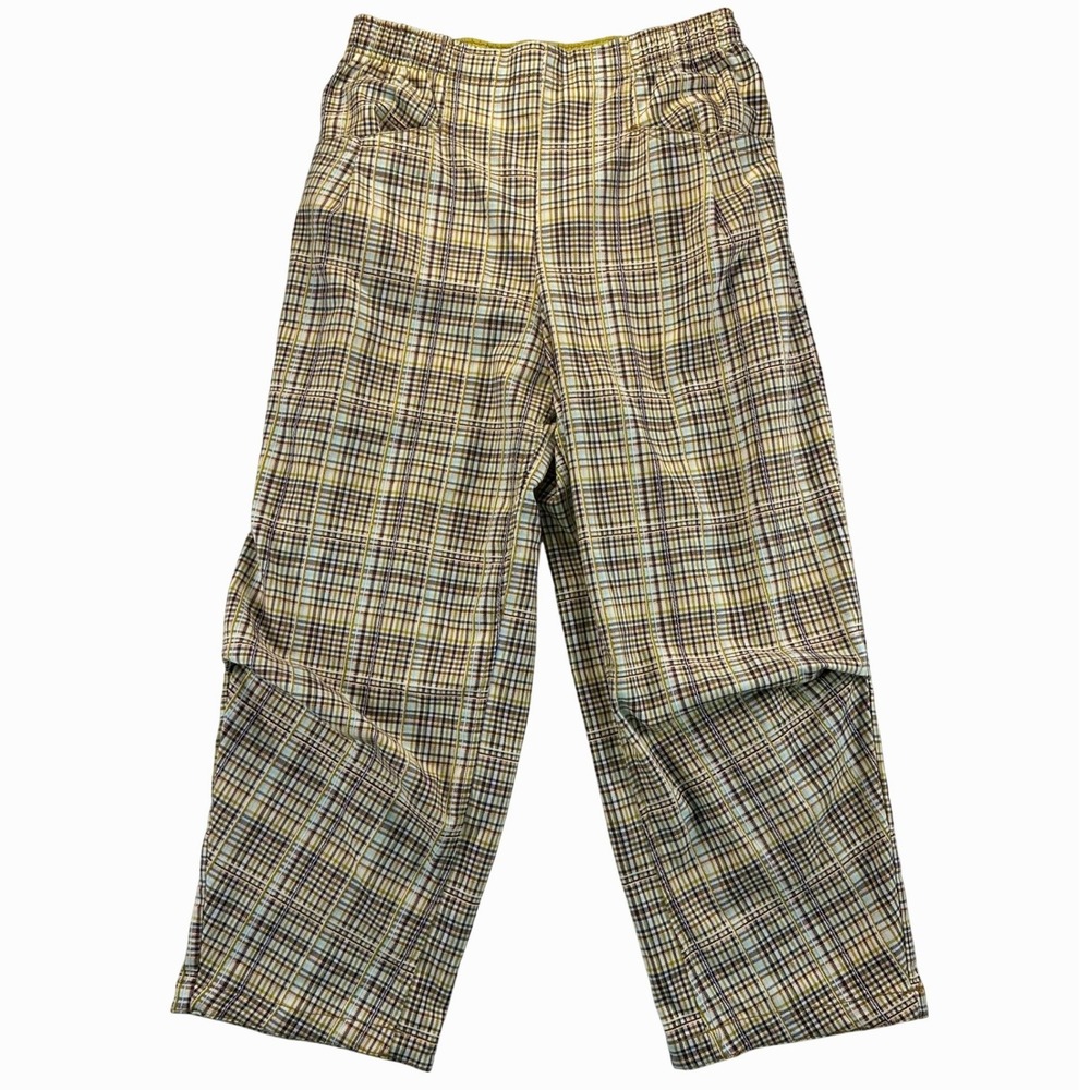 Free People Nice Choice Stripe Plaid Pull On Pants Barrel Leg Size Medium NEW - Picture 5 of 16